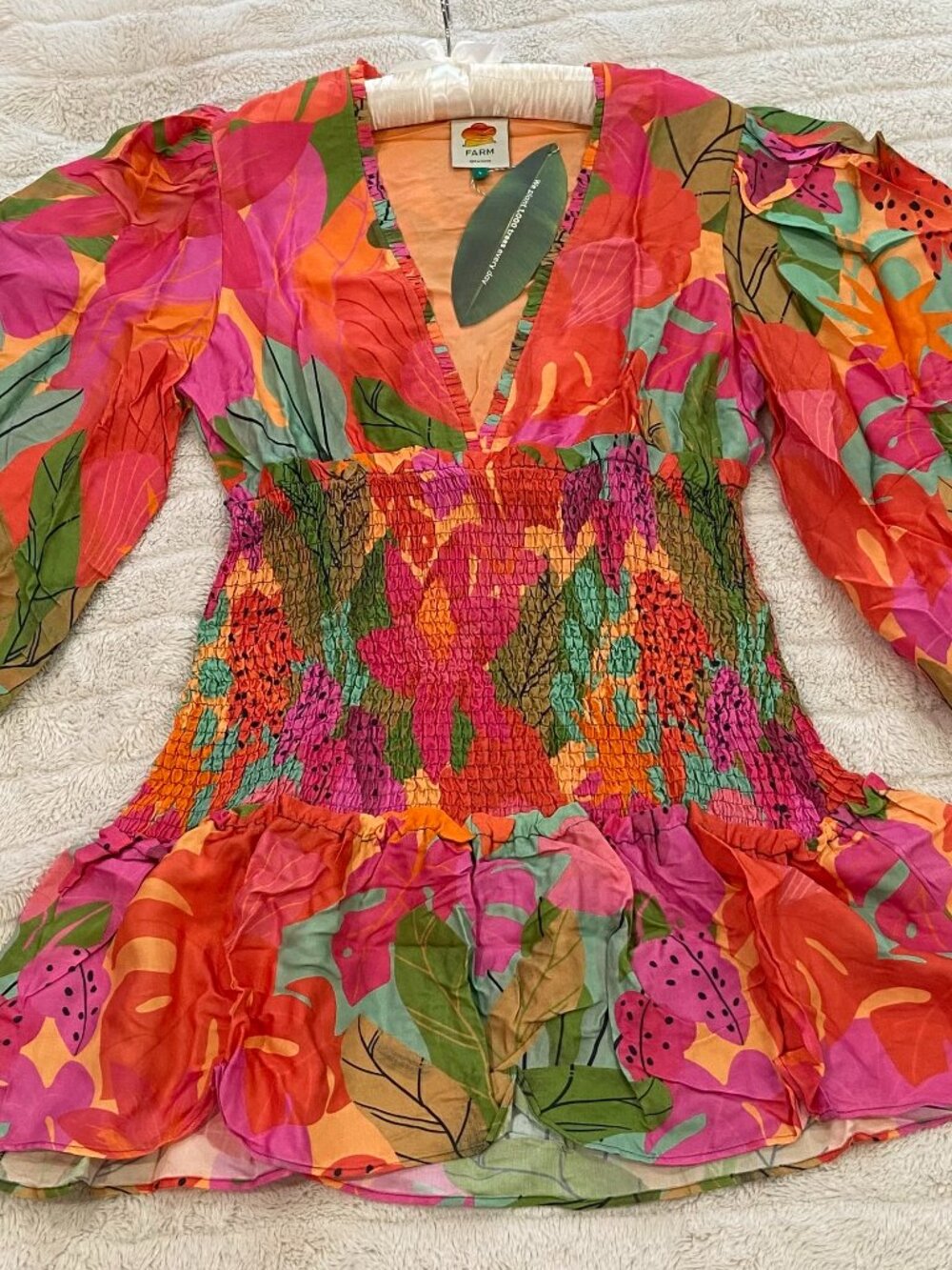 🌴 Anthropologie Farm Rio Sweet Forest Long Sleeve Mini Dress NWT
